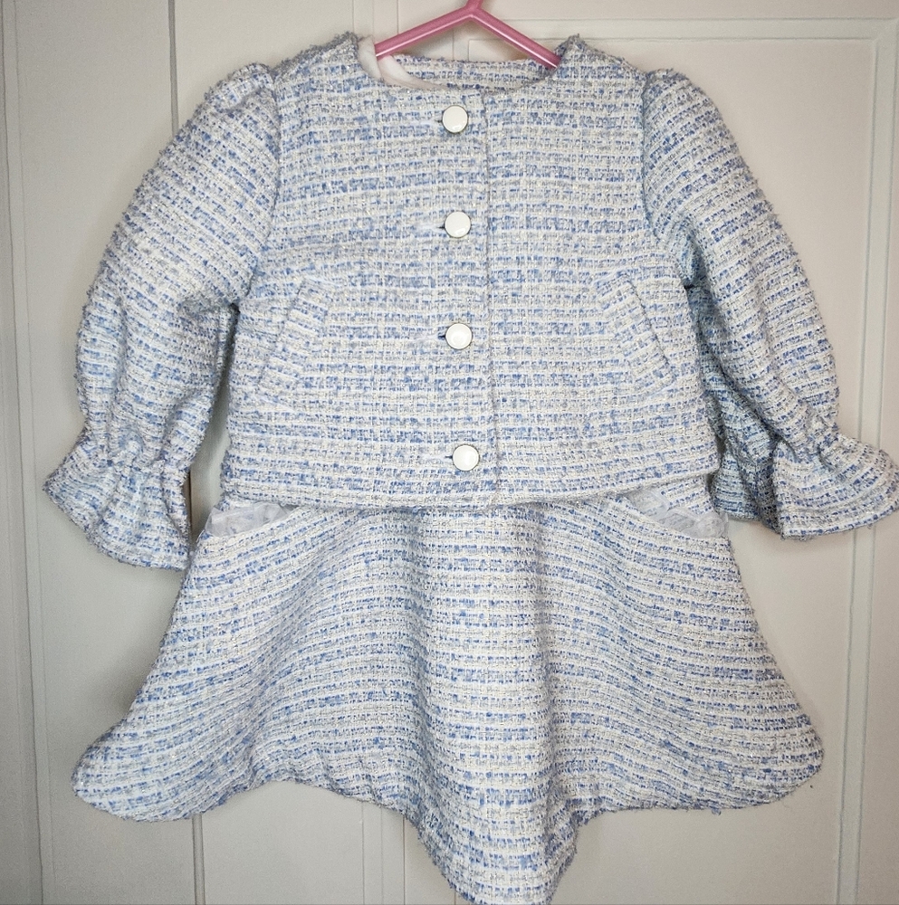 Janie and Jack Tweed Ruffle Dress Jacket Set Outfit Special Occasion 12-18 Month - Picture 13 of 16
